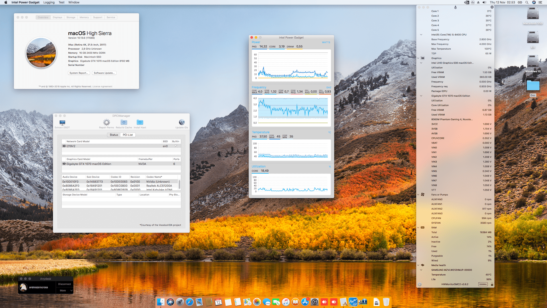 Success Hackintosh macOS High Sierra 10.13.6 Build 17G66 in Asrock B365M Phantom Gaming 4 + Intel i5 8400 + Gigabyte GTX 1070